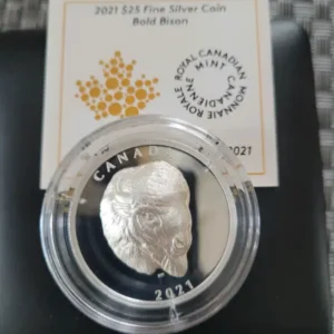 2021 $ 25.00 Fine Silver Coin Bold Bison